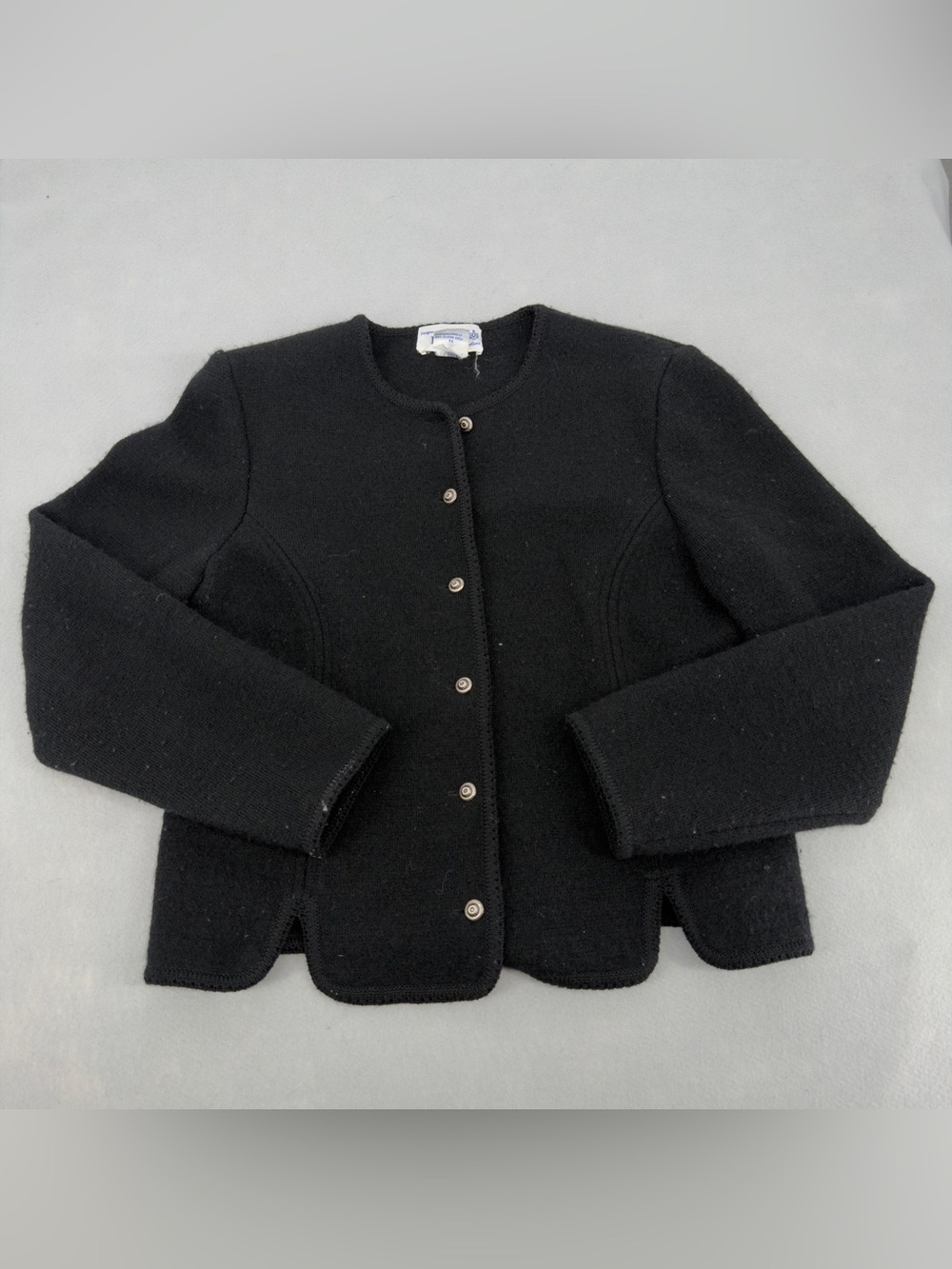 Deans of Scotland Black 100% Wool Cardigan Small